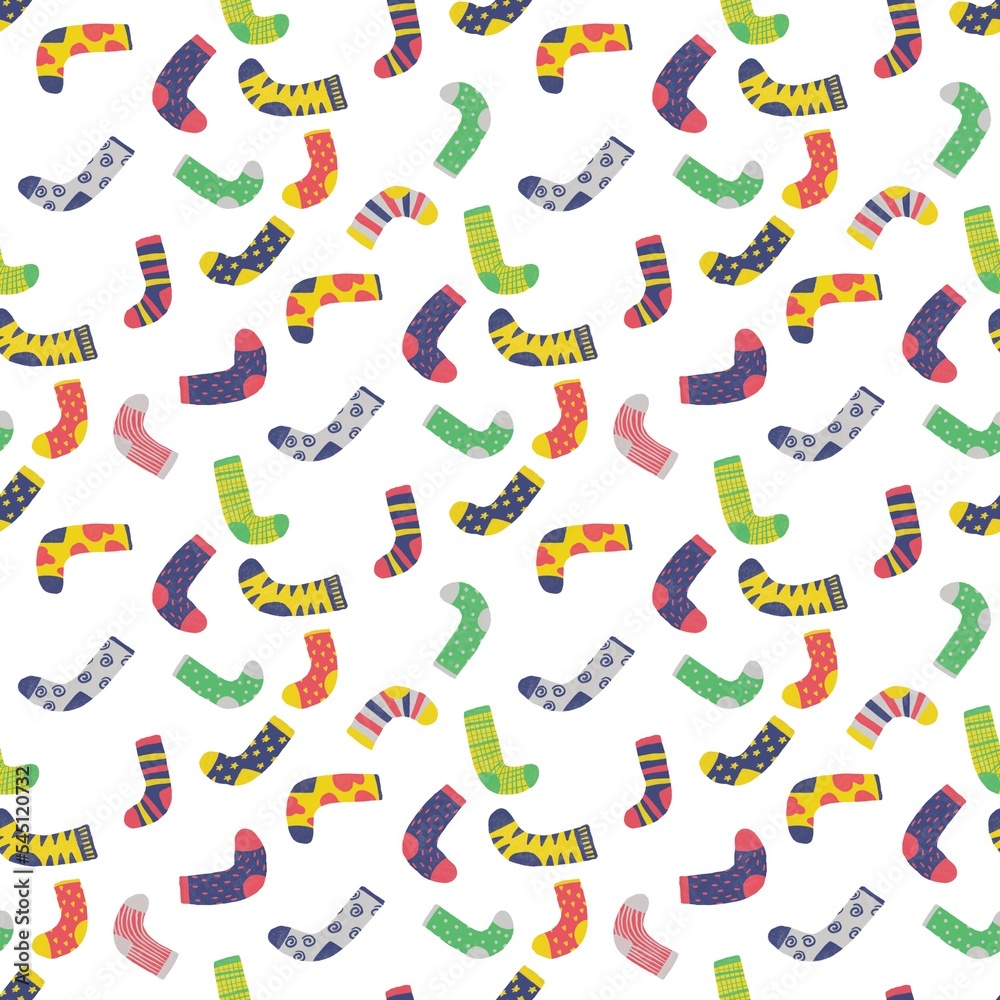 Seamless cute bright pattern with socks