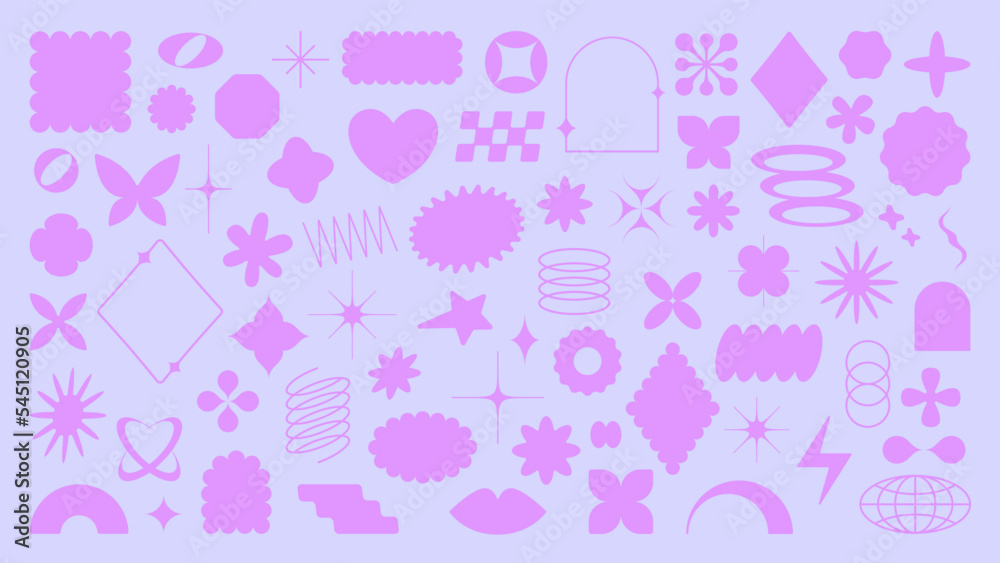 Set of Y2K, 90s, 00s trendy vector elements Set of Y2K, 90s, 00s trendy vector elements