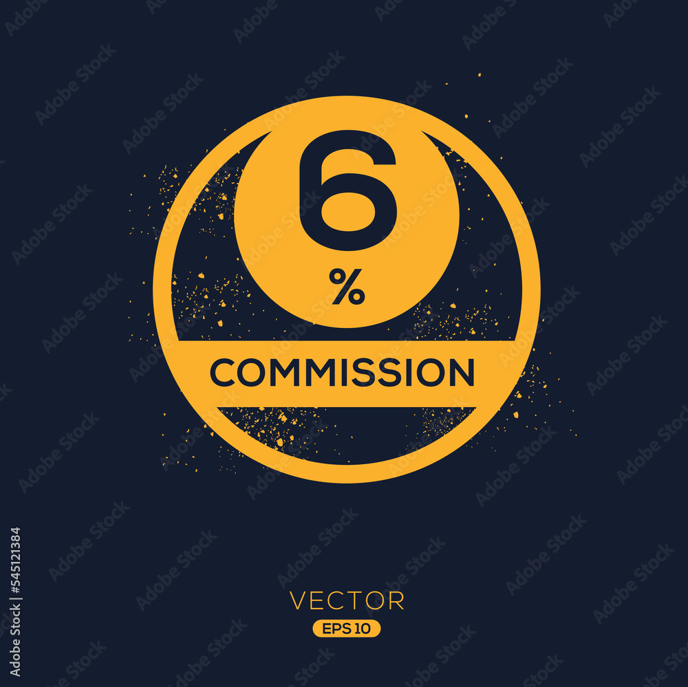 6% Commission limited offer, Vector label.