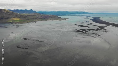 Aerial view of river estuary in Melrakkanes, Iceland. photo