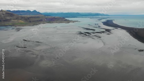 Aerial view of river estuary in Melrakkanes, Iceland. photo