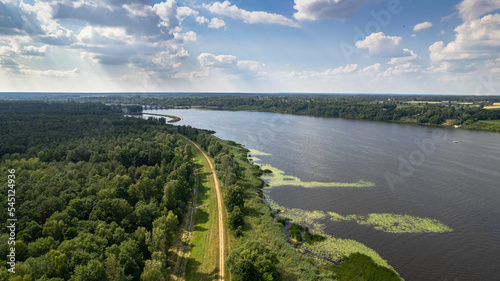 Sunny day on the river Narew, Wieliszew, Poland photo