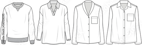 mens pajama shirts flat technical cad drawing template
