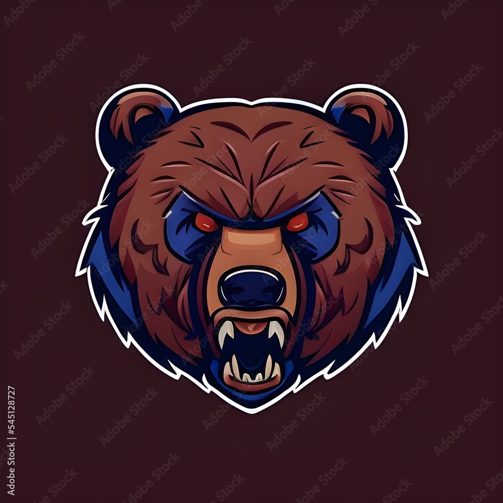 Fototapeta premium Savage and powerful bear face. Suitable for logo, mascot etc. 