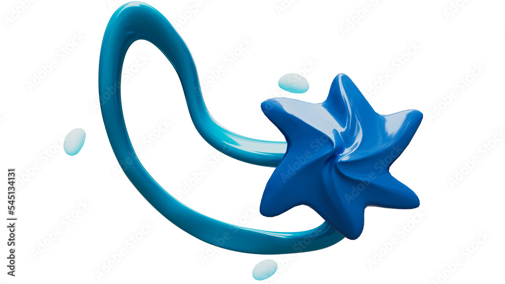 3d blue abstract design with star and water 3d blue abstract design with star and water