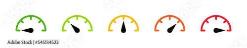 Speedometer simple icon set. Indicator concept