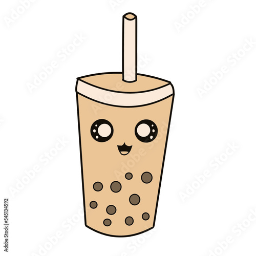 boba tea smile cup illustartion vector cartoon 