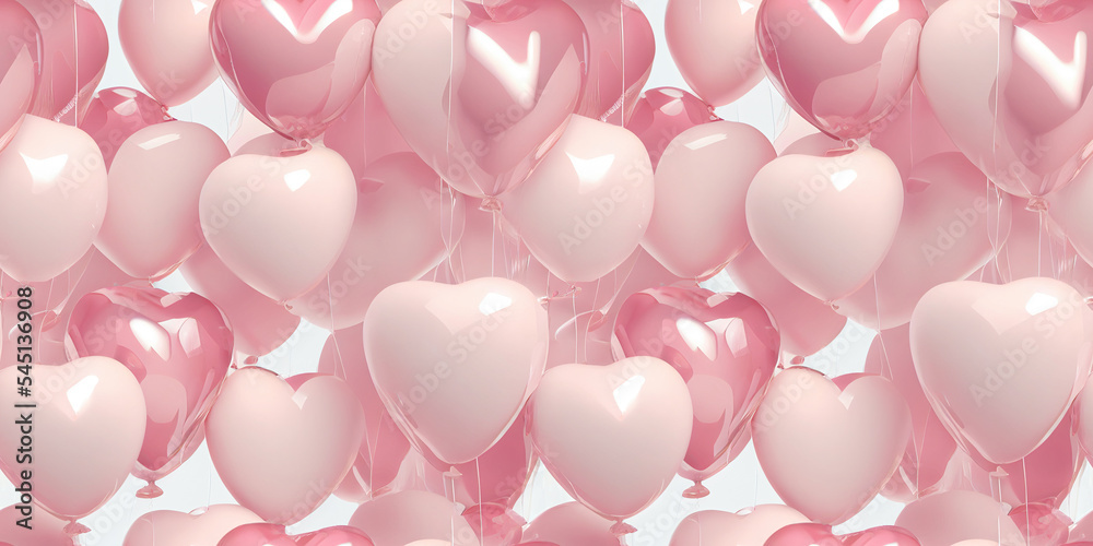 Seamless pattern with pink 3d hearts. Love seamless pattern. Pattern to valentines day or wedding. 3d rendering
