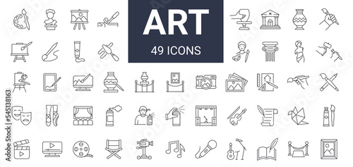 Tela Set of 49 art and entertainment icons. Editable stroke