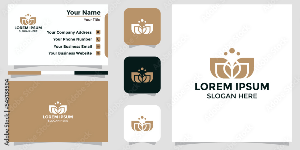 Fototapeta premium lotus flower design logo and branding card