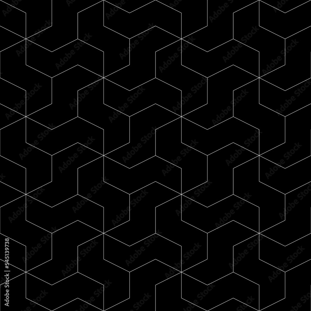 Seamless mosaic pattern. Zigzag figures ornament. Repeated puzzle shapes background. Logic game motif. Tiles wallpaper. Parquet backdrop. Digital paper, page fills, web design, textile print. Vector.