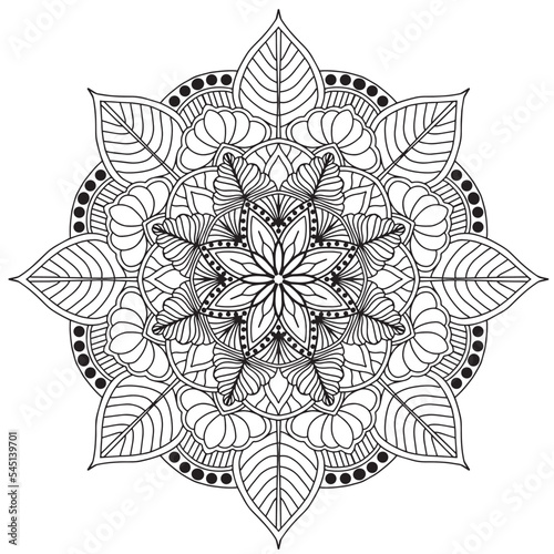 Abstract black invitation on white background. Geometric shapes. Minimal floral pattern. Abstract icons. Geometric art poster. Old wallpaper. Geometric frame. Mandala. Minimal style. Retro style.