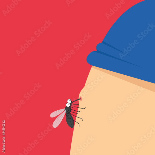 Mosquito bites. mosquito cartoon. wallpaper. free space for text. copy space.