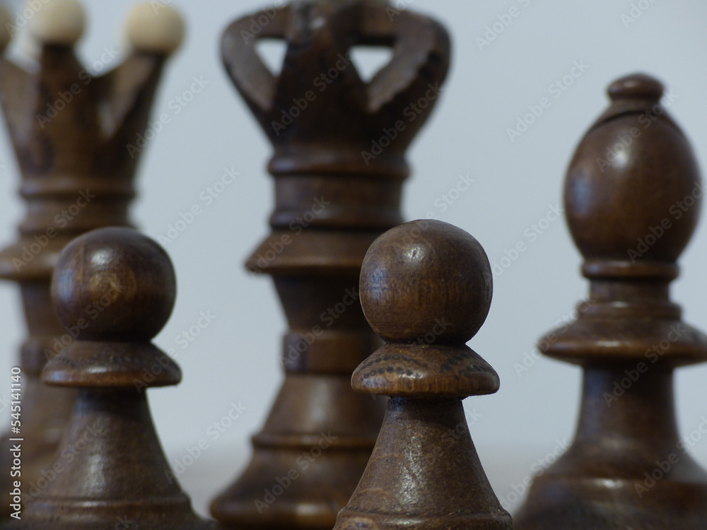 Chess - Strategy and tactics game - Set of pieces and checkerboard (King - Queen - Bishop - Knight - Rook - Pawn) Chess - Strategy and tactics game - Set of pieces and checkerboard (King - Queen - Bishop - Knight - Rook - Pawn)