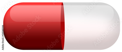 Two red and white glossy shining pills illustration isolated white backgrounnd PNG