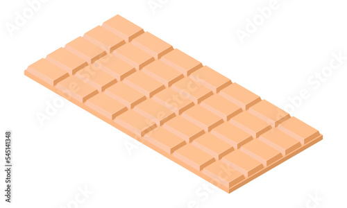 Vector illustration of chocolate bar isolated on white background. White chocolate icon. Dessert.