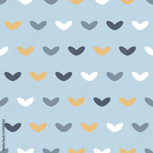 Exquisite allover printed seamless valentine pattern tile of multicolored heart shapes. Repeating romantic textured background