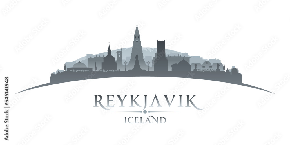 Reykjavik Iceland city silhouette white background
