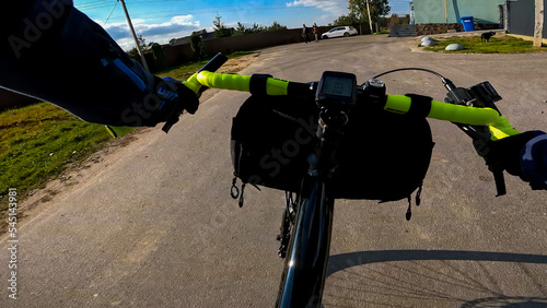 Gravel bicycle ride on the road in the summer season