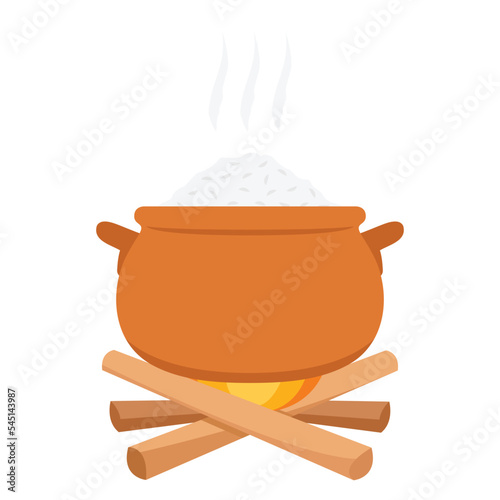 Earth pot vector. wallpaper. free space for text. earth rice cooker.