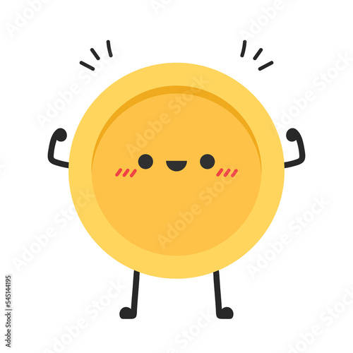 Coin character design. Glad coin. wallpaper. Coin masot vector.