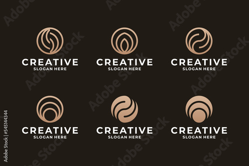 Set of Abstract symbol letter O logo design concept.