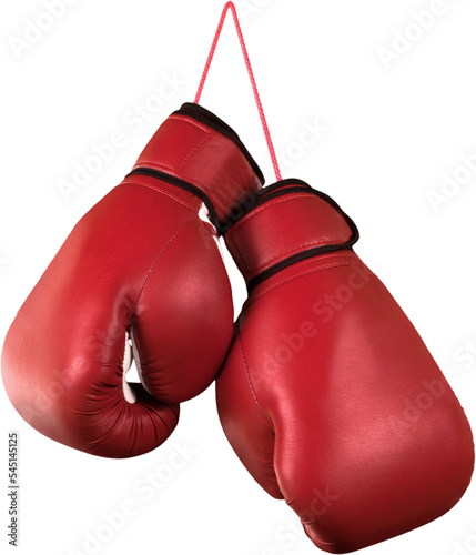 Classic red boxing gloves hanging on a string © BillionPhotos.com