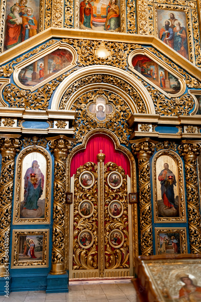 beautiful wooden interior of an orthodox church