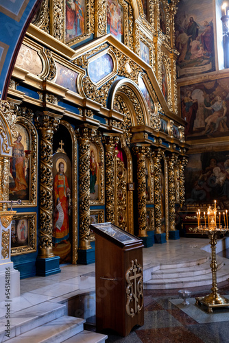 beautiful wooden interior of an orthodox church photo