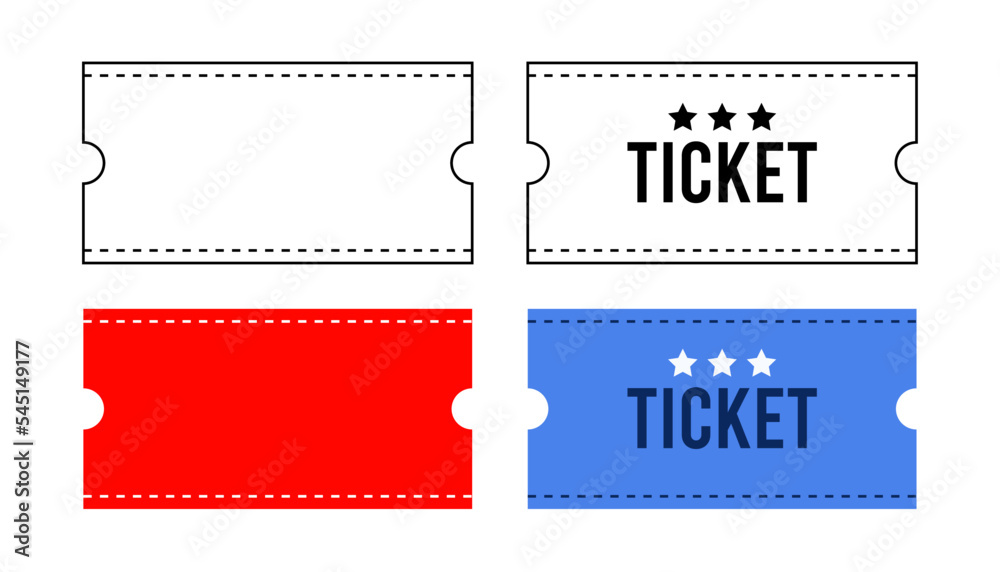Ticket vector design. Coupon event entertainment symbol. Four concept template.