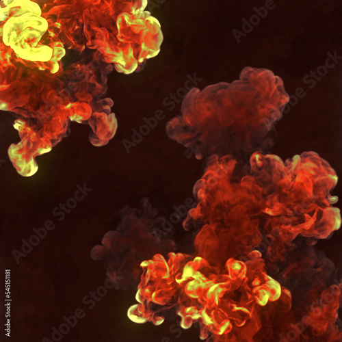 Fantastic explosion with hot smoke. Abstract 3d rendering digital illustration