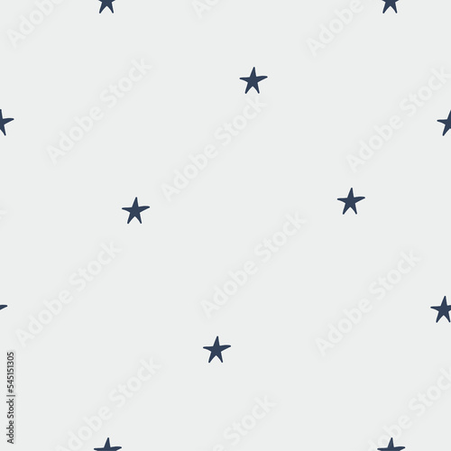 Abstract seamless pattern of blue stars on a gray background  digital paper  for surface design  kids clothing 