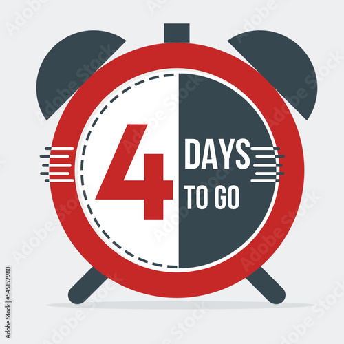 Number of days left sign with clock. Useful icon for upcoming events. Nine, eight, seven, six, five, four, three, two, one, zero days to go, with yellow and white background

