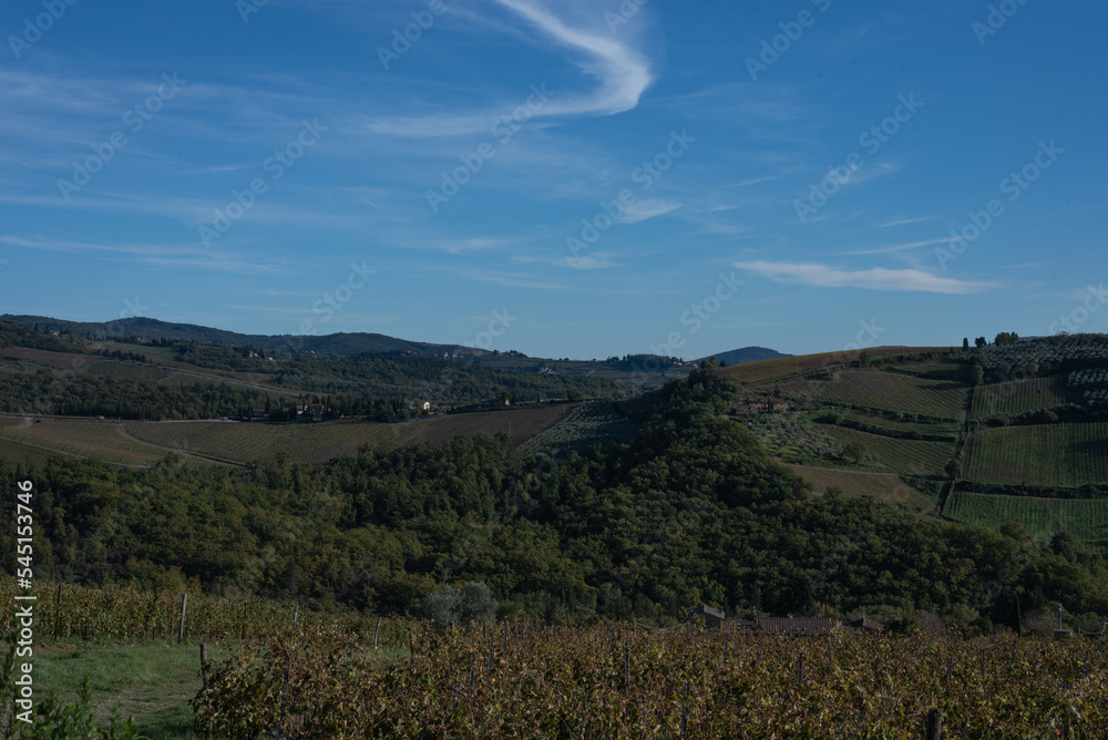 Fototapeta premium Panoramic view the landscape, sky, clouds.