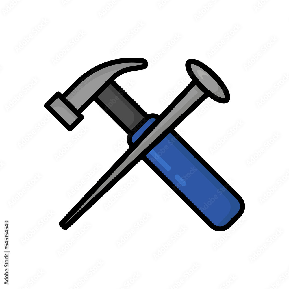 Vector Graphic Illustration of Hammer and Nails. Handyman tool for home repair. Construction vector. Vector Graphic Illustration of Hammer and Nails. Handyman tool for home repair. Construction vector.