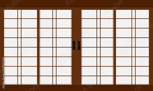 Illustration of open door slide Japan style. Suitable for background. Vector Illustration.