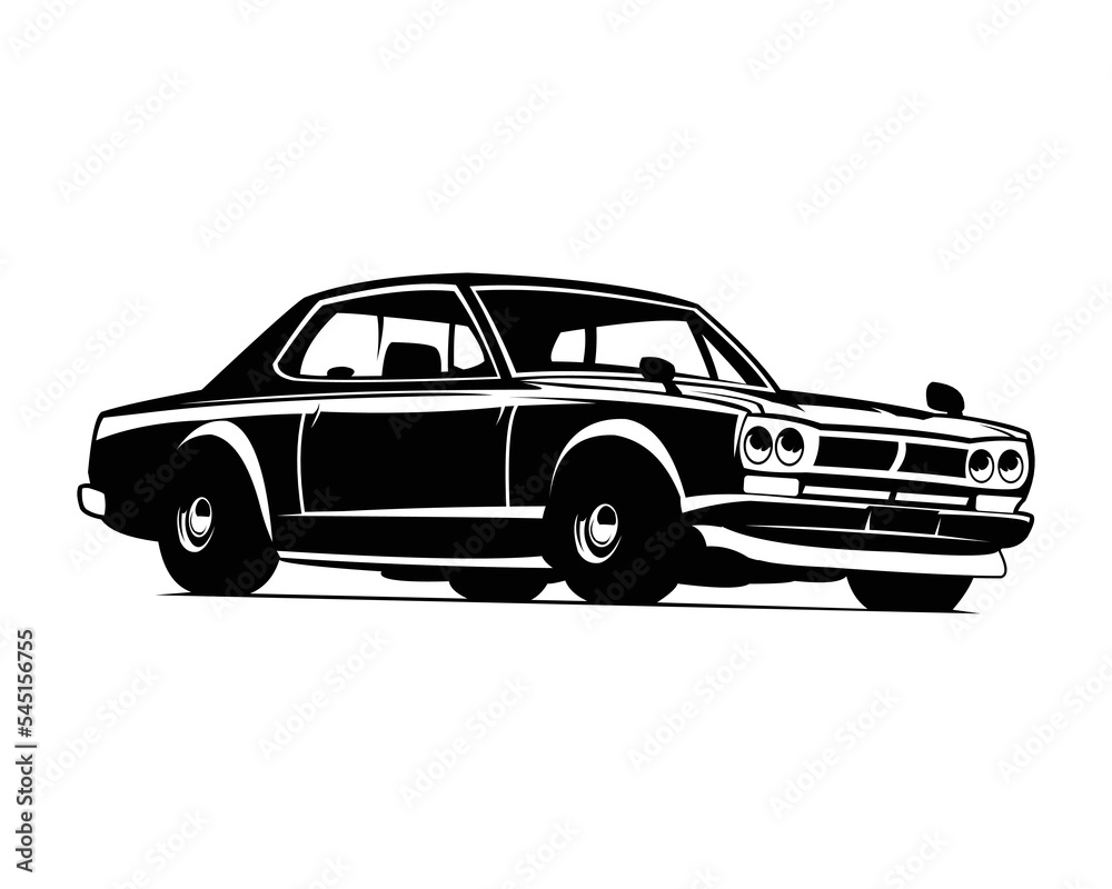  Japanese classic sports car isolated on a white background side view. vector illustration available in eps 10. best for auto industry, logos, badges, emblems and icons.