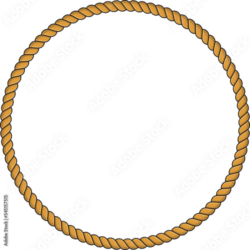 Round rope frame isolated on white background. Twisted cord