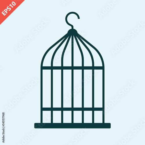 Empty hanging vintage birdcage design vector flat isolated illustration