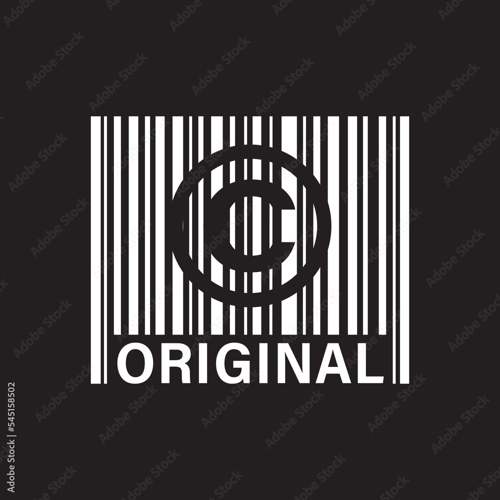 Original label with barcode. Promotion campaign. Monochromatic design