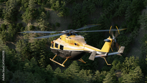 Helicopter Flying Over The Forest

Helicopter in yellow black colors flying through forested mountains  photo