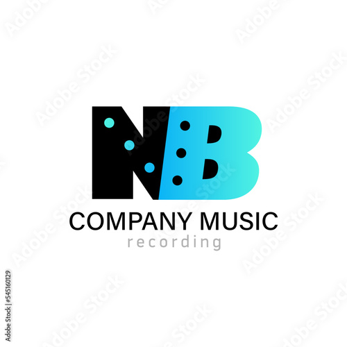 Initial Letter NB. Logo with dot. Black and blue sign Design Element.