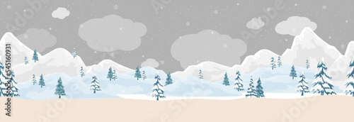 Winter scene in village with people having fun doing outdoor activity on New Year Eve,Cute Vector Christmas background with people celebration in small town,kid playing ice skates, skiing on mountain