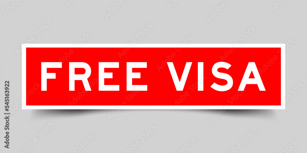 Sticker label with word free visa in red color on gray background Sticker label with word free visa in red color on gray background