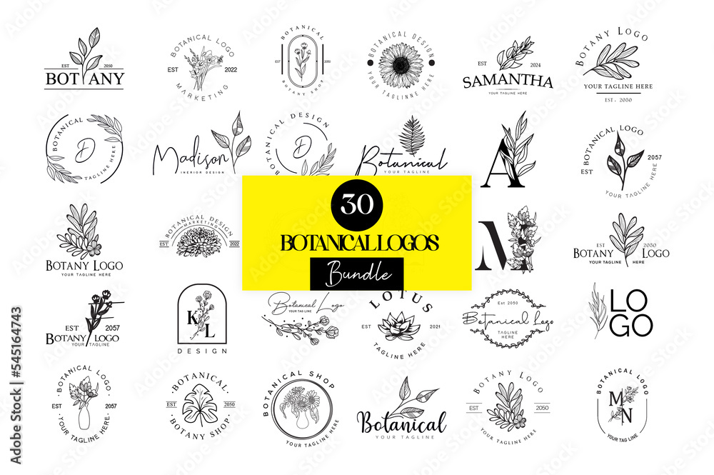 Botanical logo kit pack, botanical logo, logos, botanical branches
