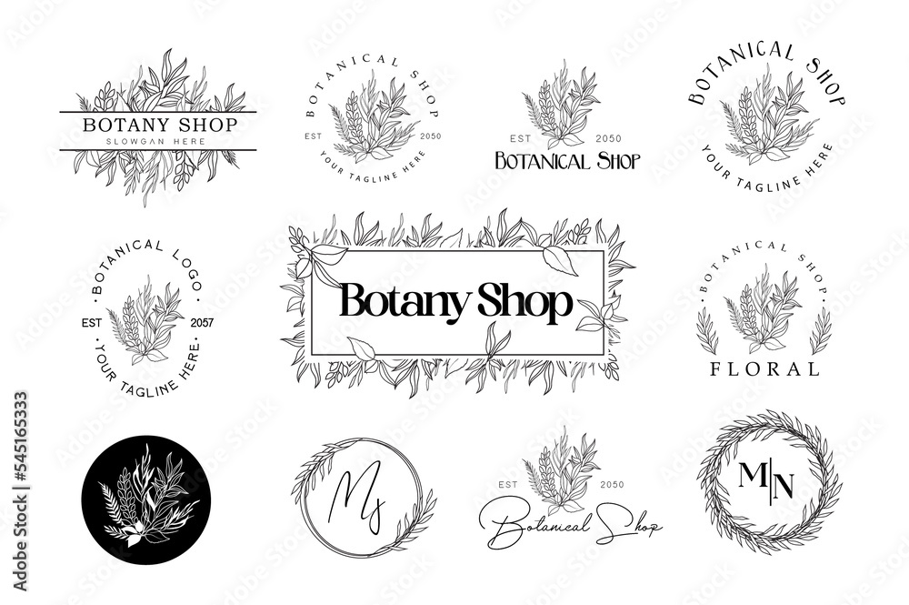 Botanical logo kit pack, botanical logo, logos, botanical branches