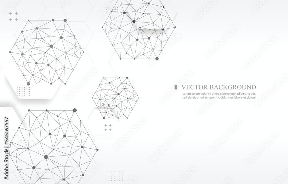 white vector background geometric hexagon line concept