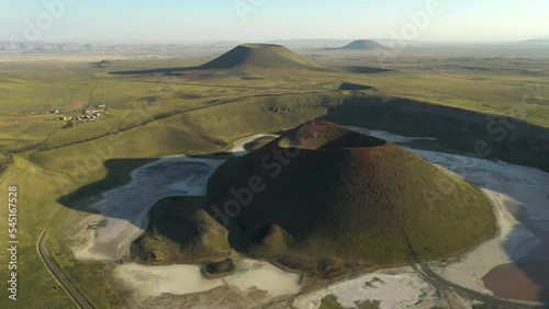 Aerial view of Meke crater lake in Turkey. A dormant volcano landscape  photo