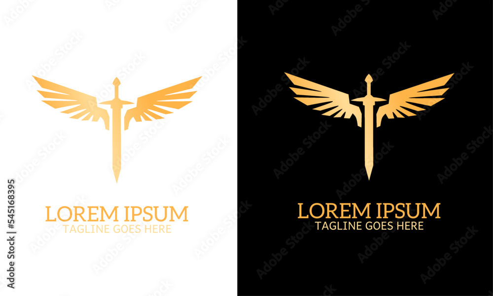 sword and wings symbol logo with elegant design style sword and wings symbol logo with elegant design style