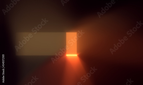 Orange portal door glows on a black background